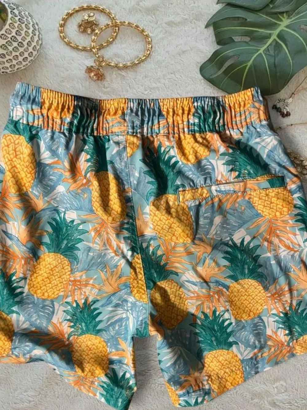 Boys Members Mark Boys Resort Pineapple Swim Trunks Size M(8)
